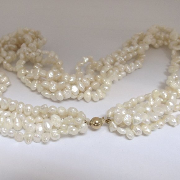 Luxury Freshwater Rice Pearl Necklace - 14k Gold Clasp